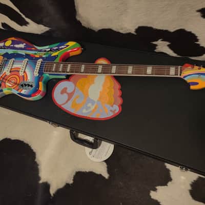 FENDER Squier Classic Vibe 1960's RI BASS VI PSYCHEDELIC CREAM/Jack Bruce ~THE FOOL~CUSTOM PSYCHEDELIC PAINT JOB & Case image 13
