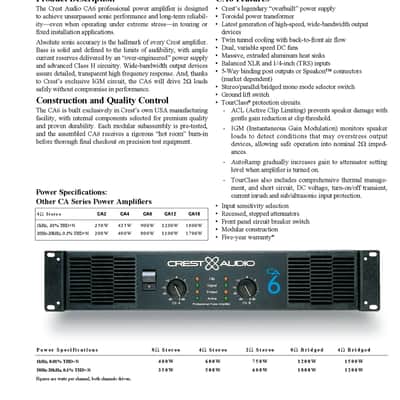 Crest Audio Professional Power Amplifier Model CA-6 Amplifier image 2