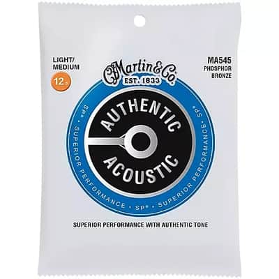 Martin MA545 Authentic Acoustic Superior Performance 92/8 Phosphor Bronze Guitar Strings - .0125-.055 Light/Medium