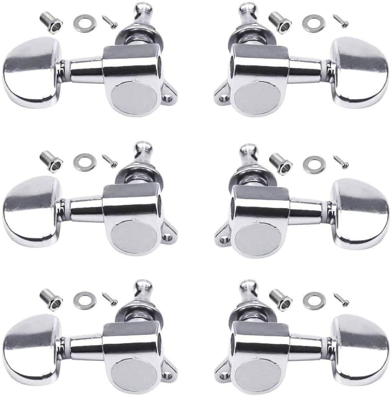 3L3R Acoustic Guitar Tuning Pegs Machine Head Tuners, Knobs Tuning Keys, Wear-Resistant, Guitar String Tuning Pegs Machine, Enclosed Locking Tuners for Electric or Acoustic Guitar- Chrome image 1