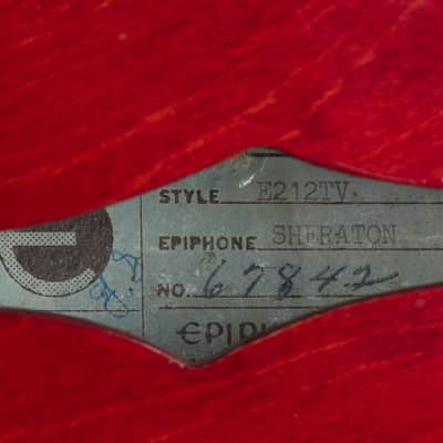 Epiphone Sheraton E212TV Arch Top Semi-Hollow Body Electric Guitar (1964), ser. #67842, black hard shell case. image 13