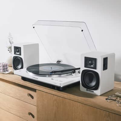 Audio-Technica AT-SP3X Powered Bluetooth Bookshelf Speakers, White imagen 9