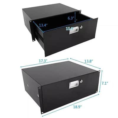 Rack Mount DJ 19" Rack Road Case Equipment Deep Drawer Locking 4U image 2