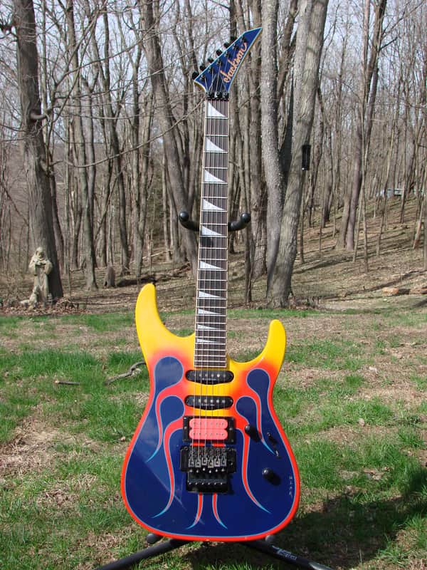 MIJ Jackson Pro Dinky DK2 Blue Orange Flames Japan image 1