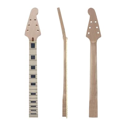 22 Fret Electric Guitar Neck 24.75" Maple Bound Maple Fretboard Block Inlay Unfinished image 10