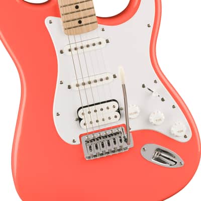 Fender Squier Sonic Stratocaster HSS Electric Guitar, Maple Neck, Tahitian Coral image 3