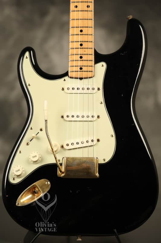 1960 Fender LEFT-HANDED Stratocaster factory assembled with '57 neck Custom Color BLACK with GOLD hardware!!! image 1