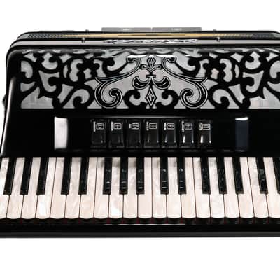 Fisitalia Model 37.34 - 37/96 LMM 3/4 - Black Accordion with Red/Gold Bellows image 5