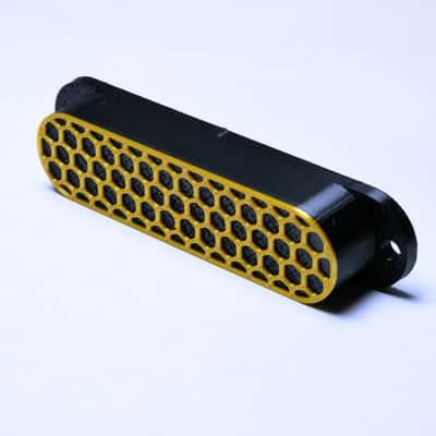 Custom Single Coil Pickup Covers (No Holes) Set of 3 - Black/ Gold-Honeycomb image 3
