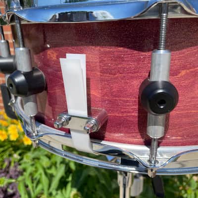 Bison Drum Company 5.5x14 Snare Drum Transparent Red Sparkle image 7