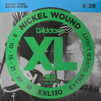 D'Addario EXL130 Nickel Wound Electric Guitar Strings, Extra-Super Light, 08-38