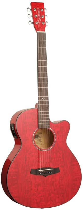 Tanglewood Azure Series TA4CERD Electro-Acoustic Super Folk Cutaway, Through Red Gloss image 1