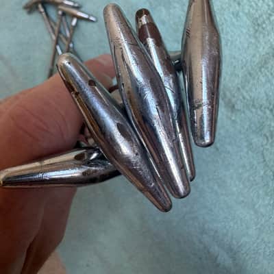Slingerland Lot of  10 Vintage Torpedo Bass Drum T Tension 4 1/4” Rods 60s - Chrome image 11