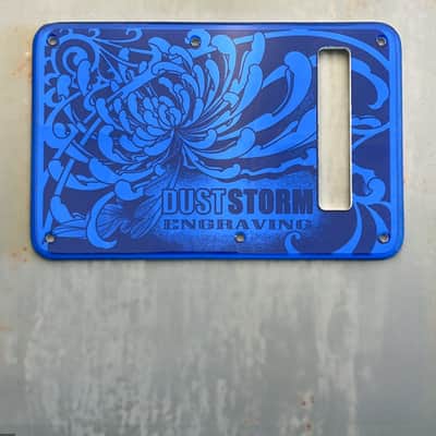 Glossy Black XGP Stratocaster Style Laser Engraved Guitar Body with Royal Blue Acrylic Mirror Pickguard and Tremolo Cover HSH, HSS, SSS Setups Available image 7