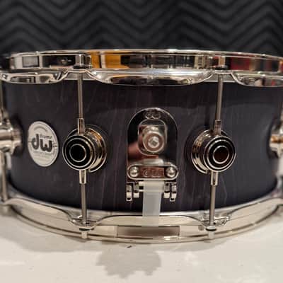 DW Collector's Series Maple / Mahogany 6x14" Snare Drum EBONY STAIN MATTE W/Nickel hardware image 2