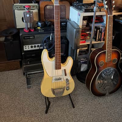 1970s Ibanez 2352 Tele Bass Short Scale - Aged Ivory - HSC image 2