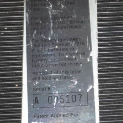 used vintage DOD Performer Series BOTTOM PLATE ( screw holes are on 4 corner areas) NO: pedal/other parts - early 1980s - Metal Plate has Silver & Gray Finish / Stiff Black Rubber Padding (padding has ridges) has Label, underside sanded & repainted gray image 5