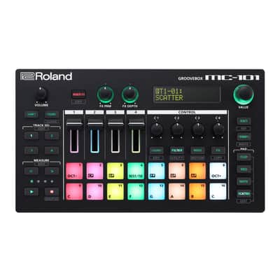 Roland MC-101 Compact Portable Four-Track 16 RGB Pads 64 Clips Groovebox