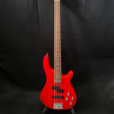 Vision JB8 Jazz Bass Starter Kit - Sosft case Jack and 35W Amplifer - Red - NEW image 3