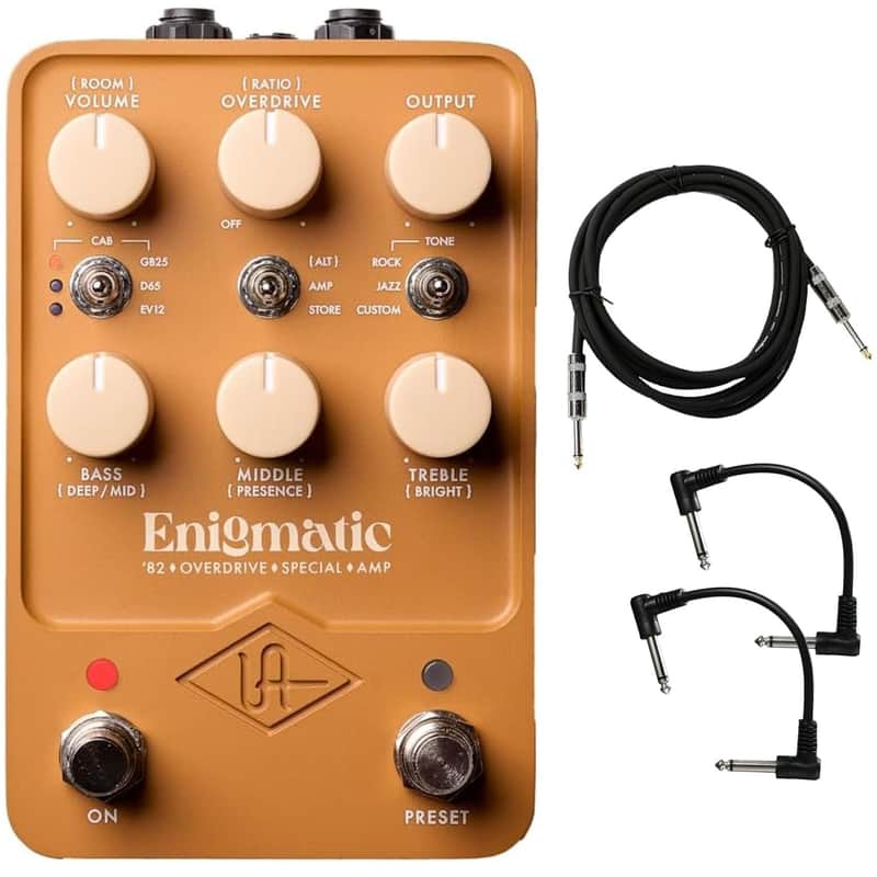 Universal Audio UAFX Enigmatic '82 Overdrive Special Amp Pedal - Bundle with Instrument Cable and 2 Patch Cables image 1