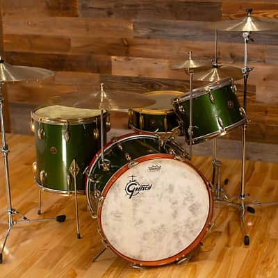 Gretsch 1958 Birdland 4 Piece Rare And Collectable Drum Kit, Cadillac Green With Gold Hardware image 8