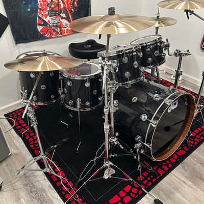 DW Collector's Series Maple/Mahogany Shells Full Kit w/ Hardware & Zildjian K Cymbals- Black Ice Finish w/ Copper Snare image 2