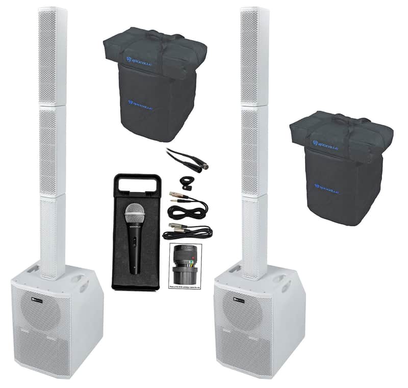 2 Rockville TITAN ARRAY SYSTEM V2 Column Speakers+Subs+Mic 4 Church Sound System image 1