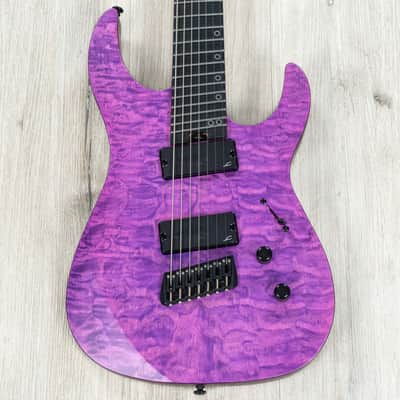 Legator N7FSS Ninja 7 Super Shred Multi-Scale 7-String Guitar, Purple Magenta Quilt image 2