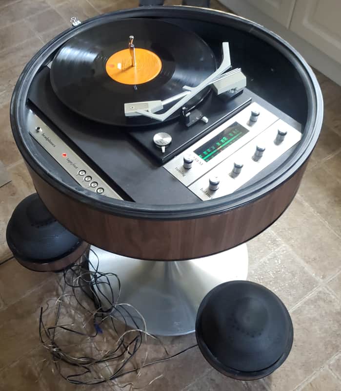 MCM Electrohome Bradford Silvertone Bubble Dome Pedestal Record Player Turntable with Radio image 1