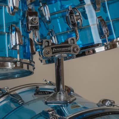 1970s Ludwig Vistalite Tivoli Pattern A 'Big Beat' in Blue/Blue/Blue - 14x22, 16x16, 9x13, 8x12, 5x14sn image 5