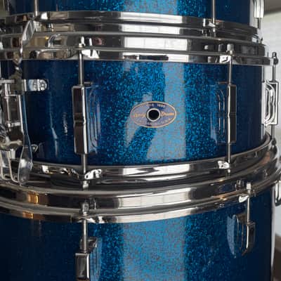 1963 Shelly Manne w Matching Snare Leedy Slingerland Drum set 13/16/22 w 5.5x14 EXC Blue Sparkle image 2