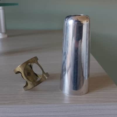 Selmer compatible brass cap and ligature vintage for tenor saxophone mouthpiece. image 2