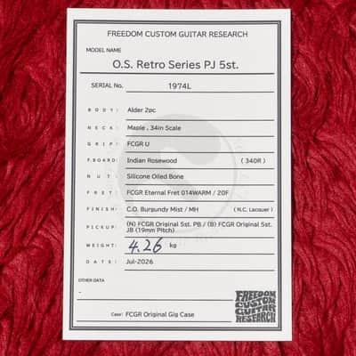 【new】Freedom Custom Guitar Research / O.S. Retro Series PJ 5st C.O.Burgundy Mist 4.250kg #1974L【GIB Yokohama】【price included SHIPPING & IMPORT TAX & VAT】 image 16