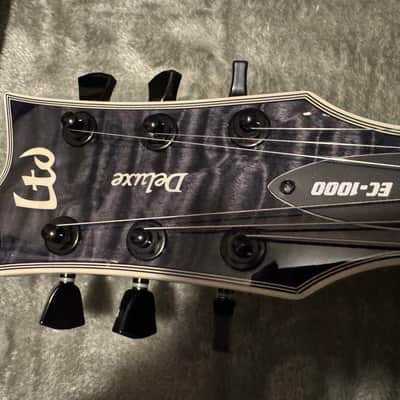 2023 ESP LTD EC-1000 Deluxe Piezo See Thru Black w/Macassar Ebony fretboard, ESP case. image 6