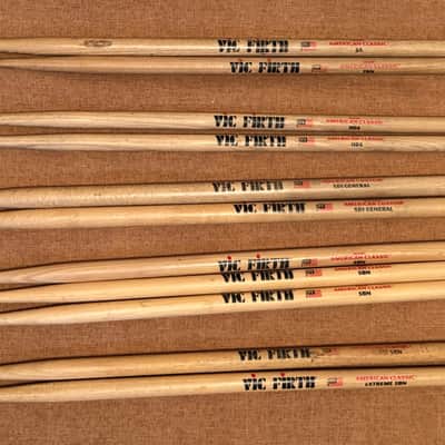 Vic Firth 4 Pair Used Drum Sticks 5BN HD4 Extreme HD4 SD1 General Read Details image 1