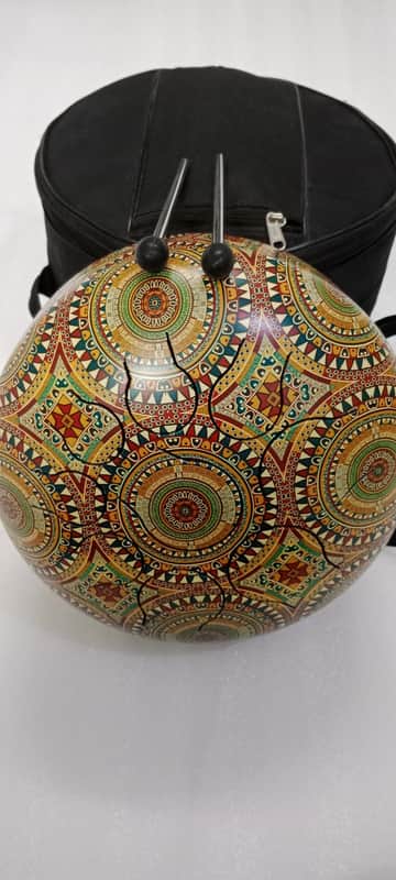 432hz tuned,Tongue Drum/Handpan/steel drum/Haing drum,10"  10 Inch 9 Notes With India Rangol Arts Design image 1