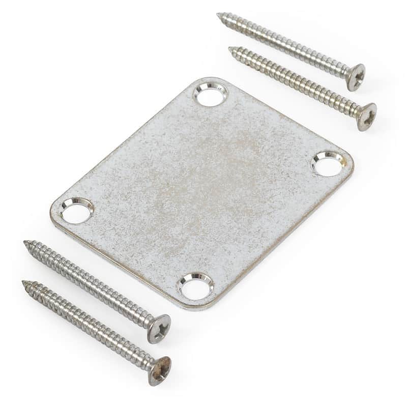 Golden Age Neck Mounting Plate, Relic Chrome, with screws image 1