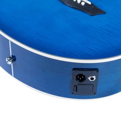 Washburn EA15 Festival Series Mini Jumbo Cutaway Acoustic Electric Guitar - Flame Transparent Blue (EA15TBL-U) image 8