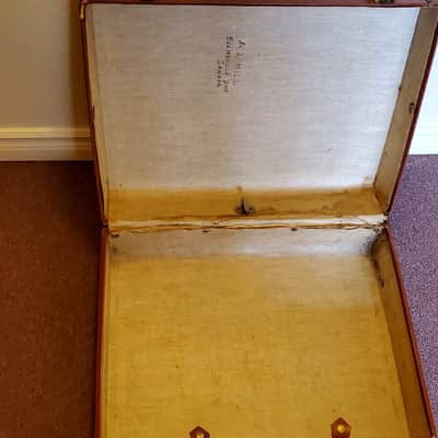 Vtg Leather SNARE DRUM Travel Case Holds Snare Drums up 6".5 image 5