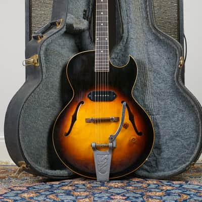 1956 Gibson ES-225T Sunburst Hollow Body 1x P90 with Bigsby and Hard Case image 1