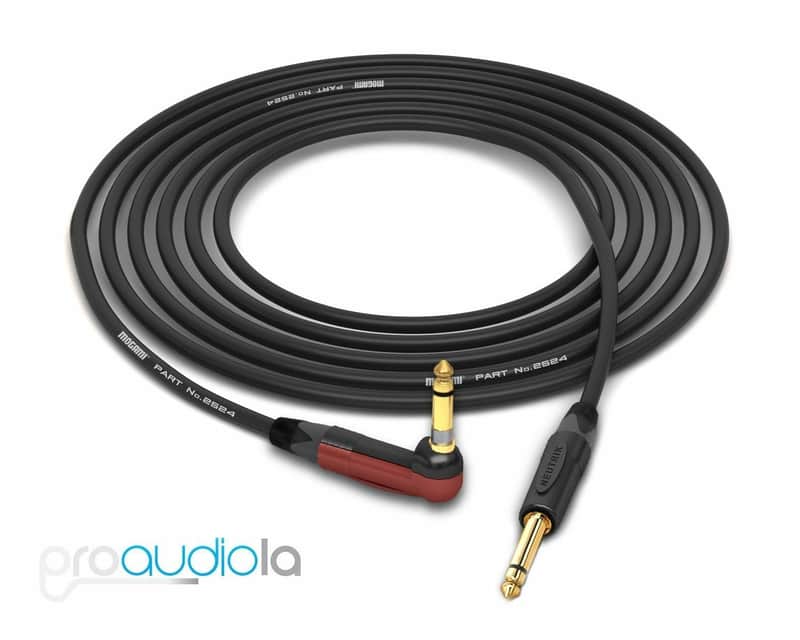 Mogami 2524 Instrument Cable | Neutrik Gold 90�� Silent 1/4" TS | Black 30 Feet | 30 Ft. | 30' image 1