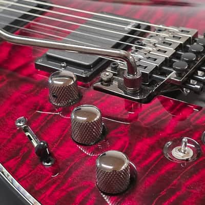 SCHECTER C-1 Hellraiser-S FR LH Left Hand SUSTANIAC SYSTEM! EMG 81 Floyd Rose AAA Quilt Top 24 Fret Super Strat Pro Lefty C1 Guitar image 6
