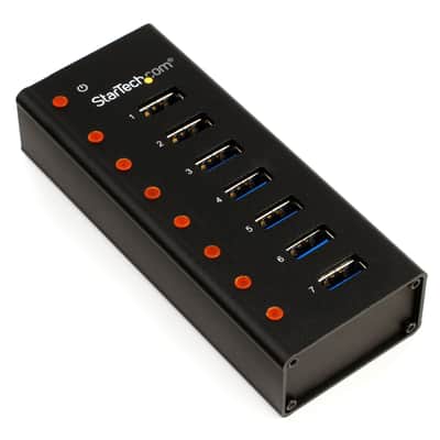 Startech ST7300U3M 7-port USB 3.0 Hub Desktop/Wall-mountable Metal Chassis Bundle with Middle Atlantic Products UTR1 1U Utility Rack Shelf image 3