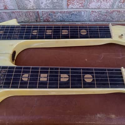 Vintage 1950 Oahu Iolana Double Neck Six String Lap Steel Guitar w/ Original Geib Hardshell Case! Kluson Keys, Valco-Built! image 7