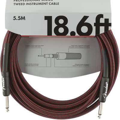 Genuine Fender Professional Series Guitar/Instrument Cable - RED TWEED - 18.6'ft