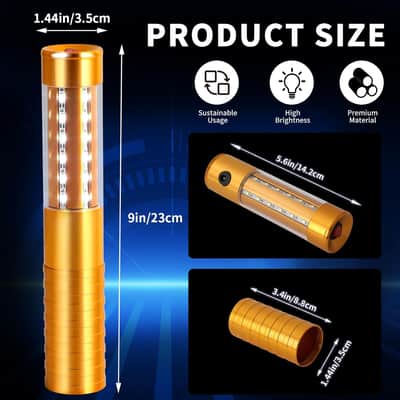 LED Strobe Baton Lights, 4 Pack, Rechargeable Handheld Bottle Service Lights for Stage, Nightclub, Wedding, Party, Concert, Bar (Gold) image 2