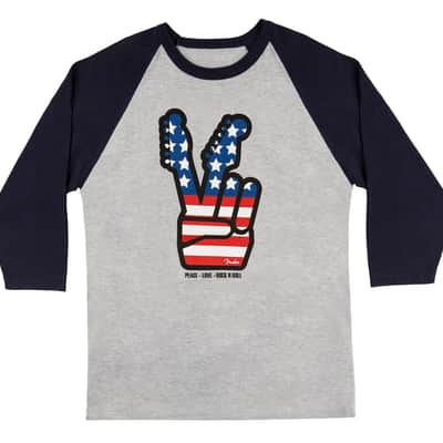 Fender Guitars Peace Sign Graphic Raglan Shirt, Size Medium #9147419406 image 1