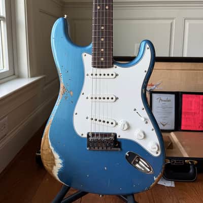 2025 Fender Custom Shop Stratocaster Custom Deluxe SR25 Matching Headstock Heavy Relic - Aged Lake Placid Blue image 3