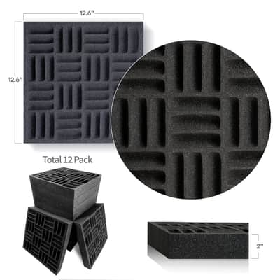Foroomaco Grid Style Acoustic Panels - 12 Pack (Black) image 3