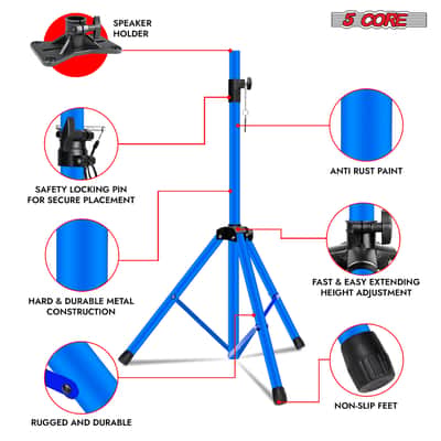 5 Core Speaker Stand Height Adjustable 72" Heavy Duty PA DJ Tripod Studio Monitor Stands image 9